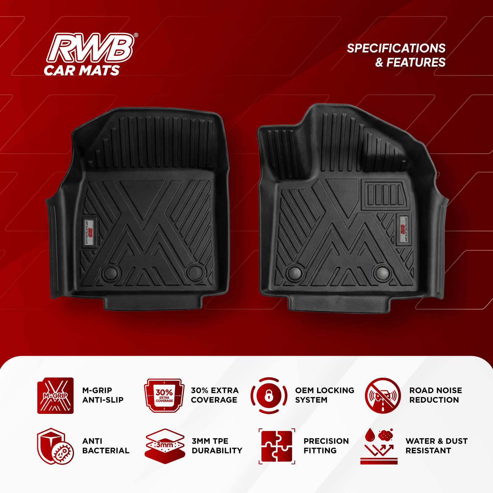 Karpet Mobil BYD ATTO 3 | TPE 4D Custom Fit Anti Slip Waterproof RWB - Image 3