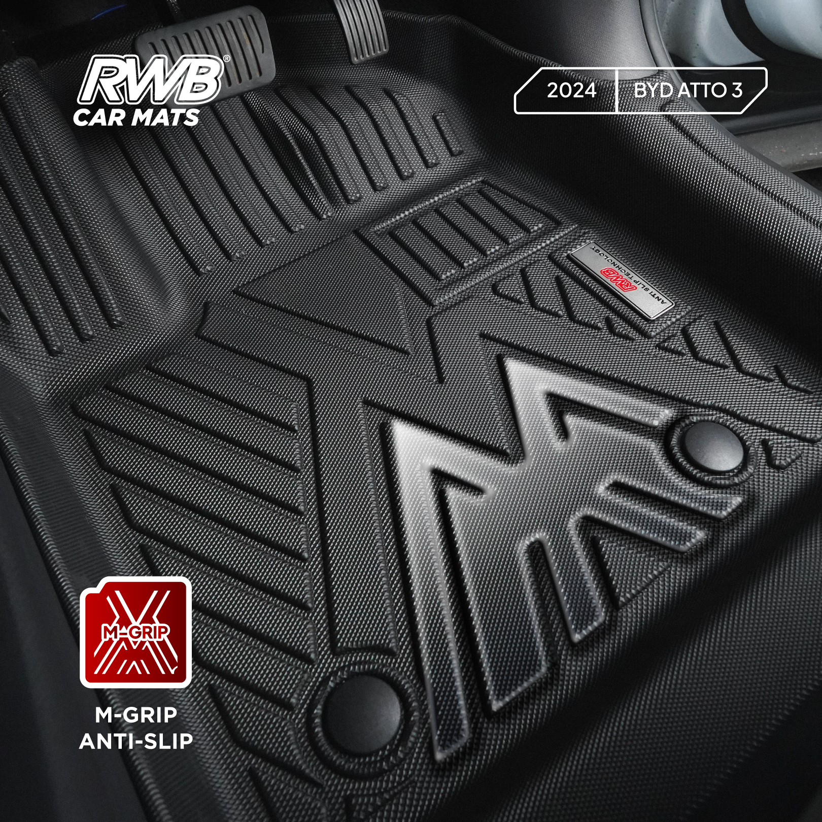 Karpet Mobil BYD ATTO 3 | TPE 4D Custom Fit Anti Slip Waterproof RWB - Image 4