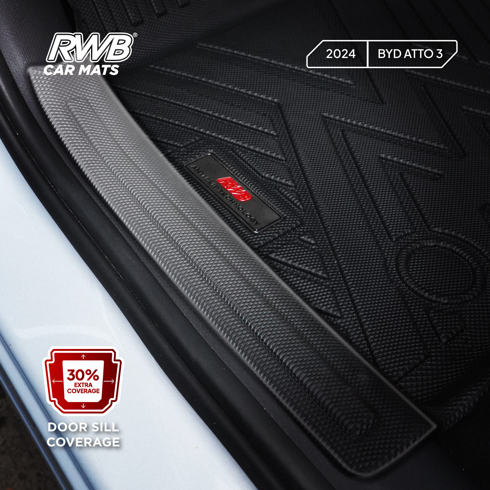 Karpet Mobil BYD ATTO 3 | TPE 4D Custom Fit Anti Slip Waterproof RWB - Image 5