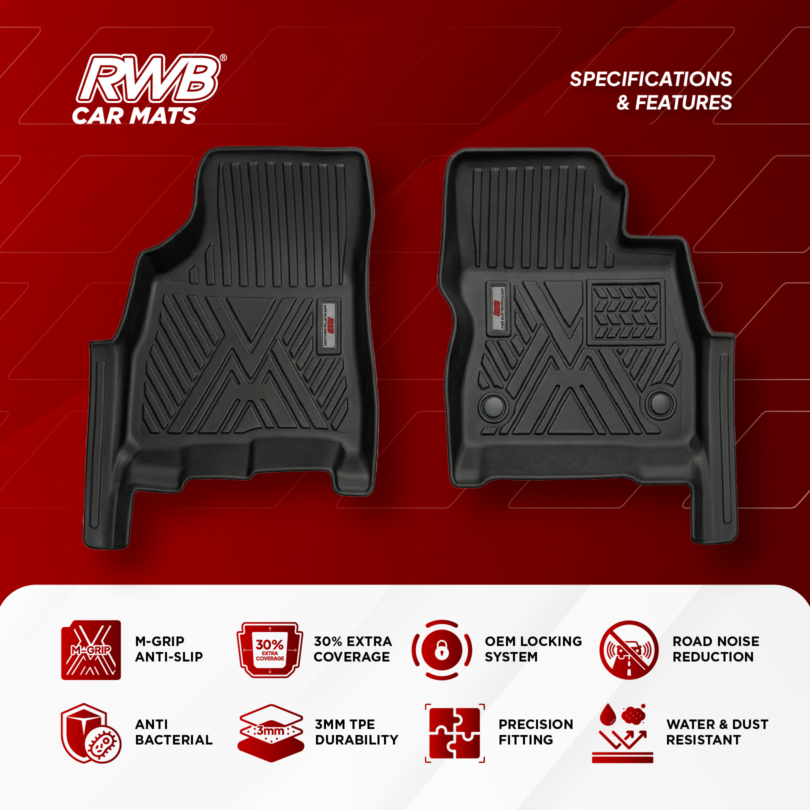Karpet Mobil BYD M6 | TPE 4D Custom Fit Anti Slip Waterproof RWB - Image 2